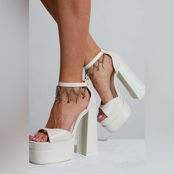 Samantha Glitter Heels in White Sparkle - Picture 3 of 6